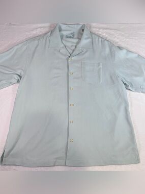 Tommy Bahama Men’s XL Seafoam Green 100% Silk Camp Shirt Short Sleeve